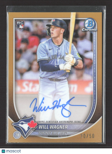 2025 Topps Bowman Chrome Will Wagner #CRA-WW Gold Refractor /50 RC