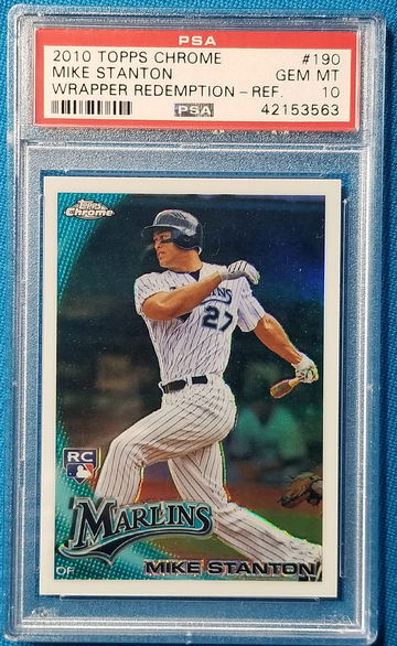 2010 Giancarlo Mike Stanton topps chrome Rookie Refractor psa gem Mint 10