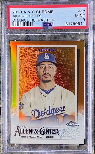 2020 A&G Mookie Betts Orange Refractor#3/25 PSA 9