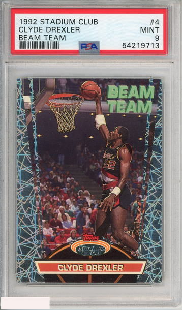 1992 STADIUM CLUB CLYDE DREXLER #4 BEAM TEAM HOF TRAIL BLAZERS PSA 9 MINT