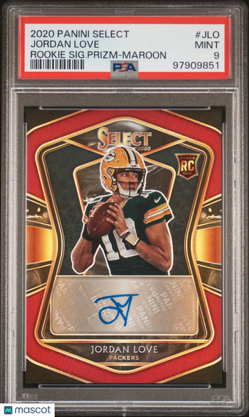 2020 Panini Select Rookie Signatures Jordan Love #JLO SIG. Prizm Maroon /49 Rookie RC PSA 9