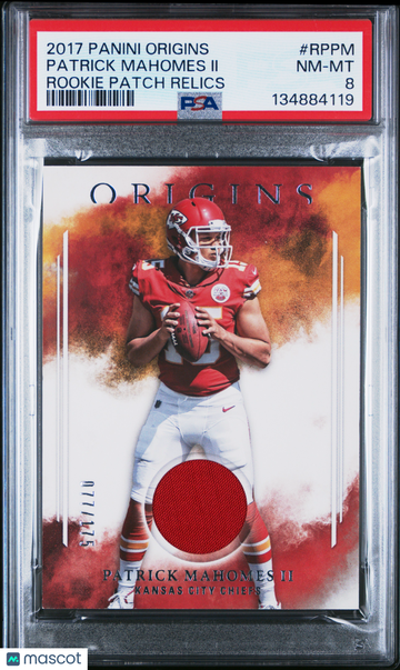 2017 Panini Origins Rookie Patch Relics Patrick Mahomes II #RPPM PSA 8