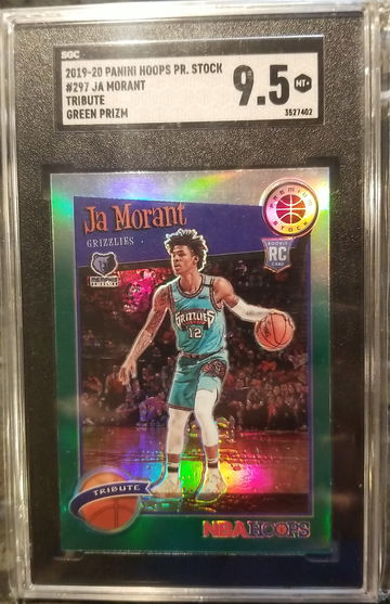 JA MORANT Rookie Green Prizm 2019-20 Hoops Premium Stock #297 RC SGC 9.5 Gem Mint 📈🔥