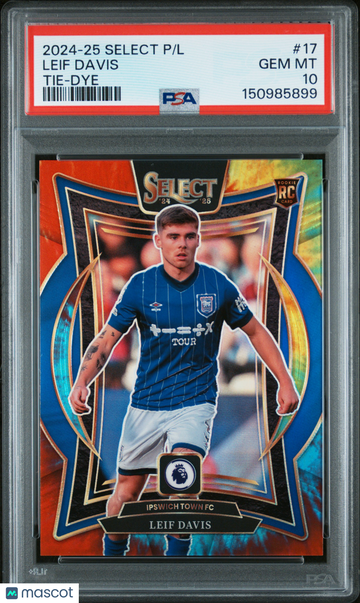 2024-25 Panini Select Premier League Leif Davis #17 Tie Dye /25 Short Print Parallel/Variety Rookie PSA 10