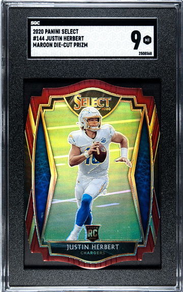 2020 Panini Select #144 Justin Herbert Maroon Die Cut SGC 9
