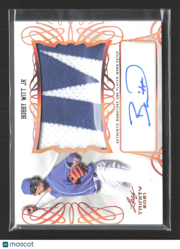 2021 Leaf Trinity Bobby Witt Jr #PA-BWJ Authentic Signature and Player-Worn Patch