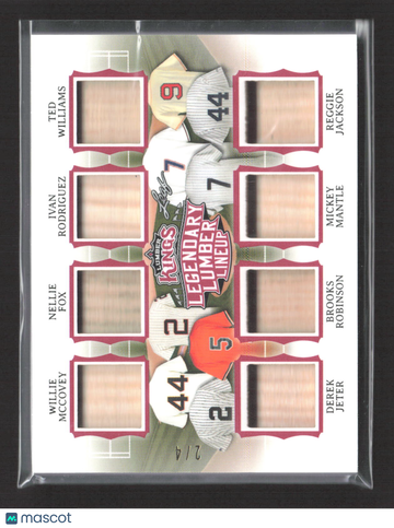 2020 Leaf Lumber Kings Legendary Lumber Lineup Reggie Jackson Ted Williams Mickey Mantle Derek Jeter Brooks Robinson Iva