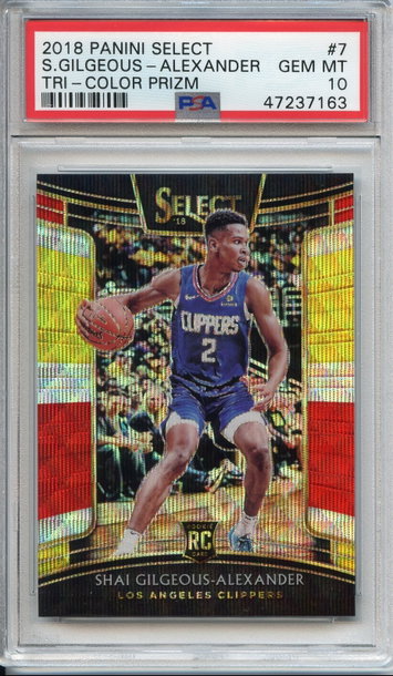 Shai Gilgeous Alexander Select Tri Color Prizm PSA 10