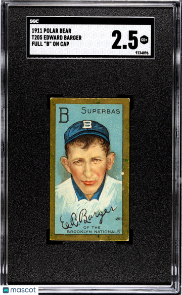 1911 Polar Bear (T205) Edward Barger Full "B" On Cap SGC 2.5
