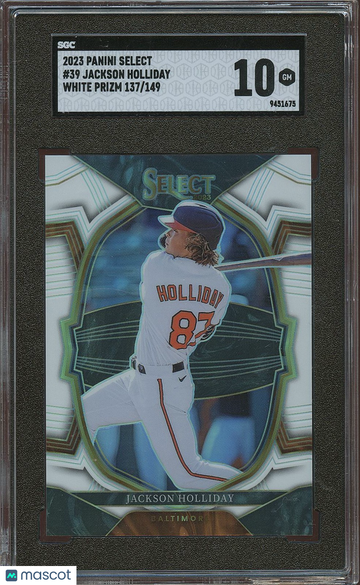 2023 Panini Select Jackson Holliday #39 White Prizm Rookie SGC 10