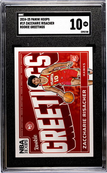 2024-25 Panini Hoops #15 Zaccharie Risacher Rookie Greetings SGC 10