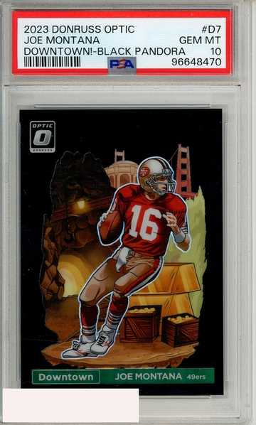 2023 PANINI DONRUSS OPTIC DOWNTOWN JOE MONTANA #D7 BLK PAND PSA 10