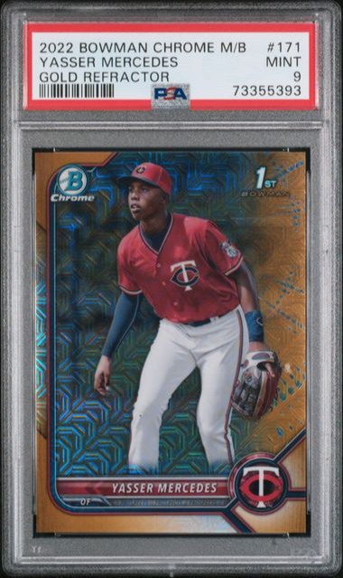 PSA 9 2022 Bowman Chrome Yasser Mercedes Gold Mojo