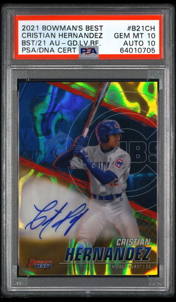 2021 Cristian Hernandez Bowman’s Best Gold Lava Autograph /75 PSA 10