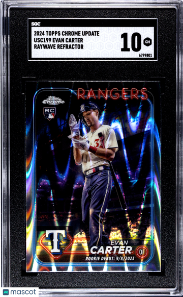 2024 Topps Chrome Update Evan Carter #USC199 Raywave Refractor SGC 10