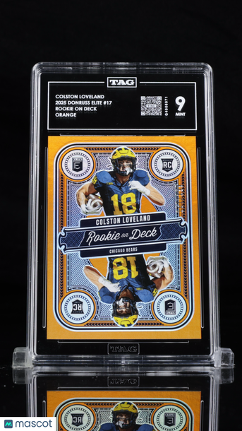 2025 Donruss Elite Rookie on Deck Colston Loveland #17 Orange /199 Rookie TAG 9