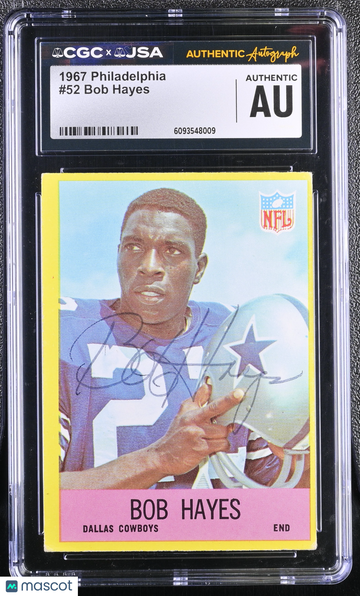 1967 Philadelphia Football Bob Hayes #52 Hand Signed Auto CGC Authentic JSA Auto Authentic