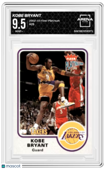 Graded 2002-03 Fleer Platinum Arena Club 9.5 Kobe Bryant #26 Los Angeles Lakers Basketball Card