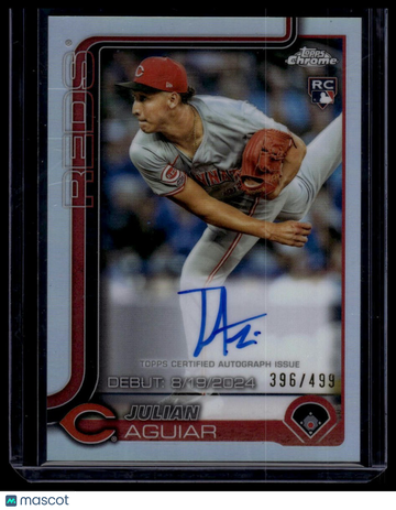 2025 Topps Chrome Update Julian Aguiar #CRDA-JA Rookie Debut Autographs Refractor SN AU