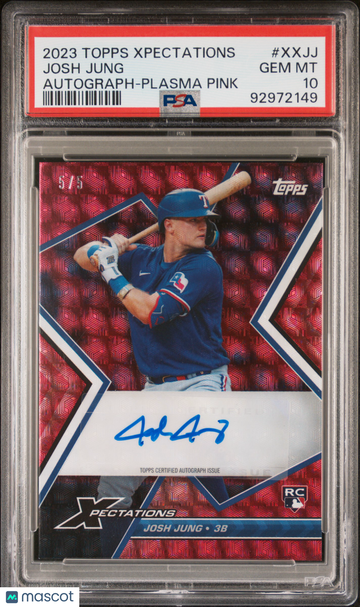 Josh Jung 2023 Topps Xpectations Autographs Auto Plasma Pink /5 PSA 10
