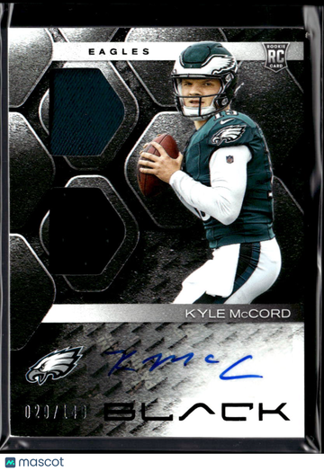 Kyle McCord 2025 Panini Black Football RC Memorabilia Auto /140 Philadelphia Eagles