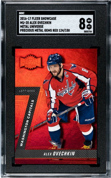 2016-17 Fleer Showcase Metal Universe Alex Ovechkin Precious Metal Gems Red PMG 124/150 SGC 8