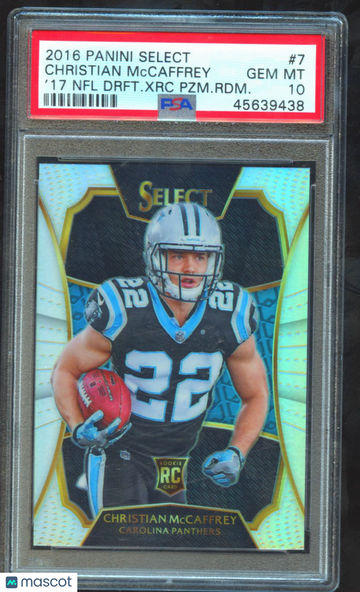 2016 Panini Select '17 NFL Draft XRC Prizm Redemption Christian Mccaffrey #7 Drft. XRC PZM. RDM. PSA 10