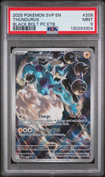 2025 Pokemon Scarlet and Violet Black Star Black Bolt Promo Pokemon Center Elite Trainer Box Thundurus #209 PSA 9