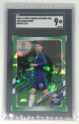 Mason Mount 2020-21 Topps Chrome Sapphire UEFA UCL /75 Chelsea Green SGC 9 Mint