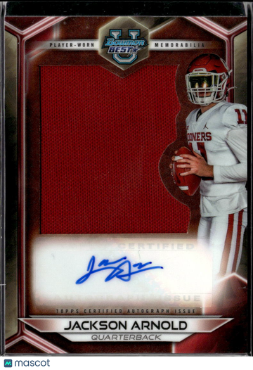 Jackson Arnold 2023 Bowman University Best Player-Worn Memorabilia Prospect Jumbo Relic Autograph Card Memorabilia Auto