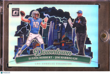 2025 Panini Donruss Optic Prizm Downtown Justin Herbert Jim Harbaugh #4