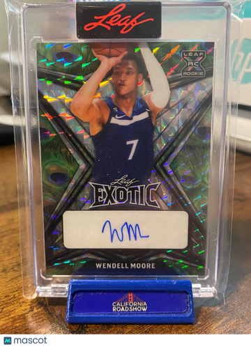 2022 Leaf Exotic Wendell Moore #BA-WM1 Peacock Parallel/Variety Rookie Leaf