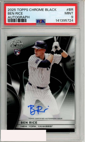 2025 TOPPS CHROME BLACK AUTOGRAPHS BEN RICE #BR PSA 9 MINT RC