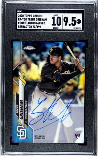 2020 Topps Chrome Rookie Auto Refractor Trent Grisham SGC 10 Auto 9.5 Mint+ /499