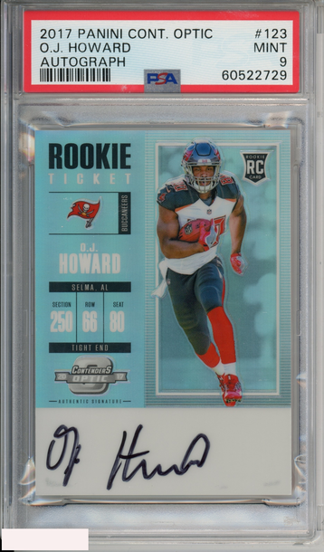 2017 PANINI CONTENDERS OPTIC OJ  HOWARD #123 AUTOGRAPH ROOKIE BUCS RC PSA 9 MINT