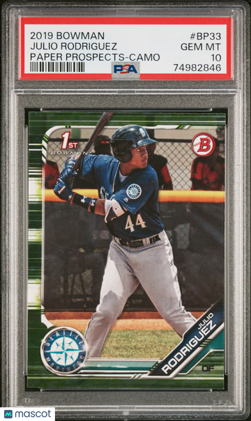2019 Bowman Paper Prospects Julio Rodriguez #BP33 Paper Prospects Camo PSA 10