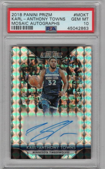 2018 Panini Prizm Mosaic Autographs Karl-Anthony Towns PSA 10 Timberwolves
