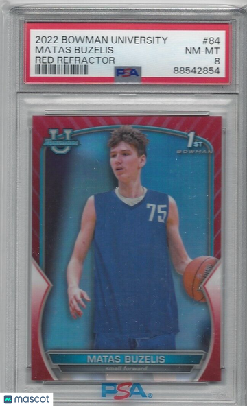 2022-23 Bowman University Chrome Matas Buzelis #84 Red Refractor PSA 10