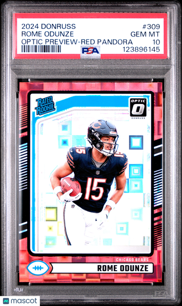 2024 Panini Donruss Rome Odunze #309 Optic Preview Red Pandora Rookie PSA 10