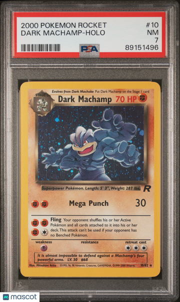 2000 Pokemon Team Rocket Dark Machamp Holo PSA 7 #10/82
