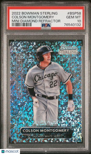 2022 Bowman Sterling Colson Montgomery #BSP58 Mini Diamond Refractor PSA 10
