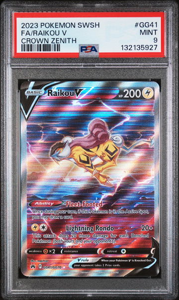 2023 Pokemon Sword and Shield Crown Zenith Raikou V #GG41 PSA 9