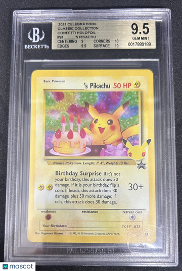 2021 Pokemon Celebrations Classic Collection Confetti Holofoil _____'s Pikachu #24 BGS 9.5