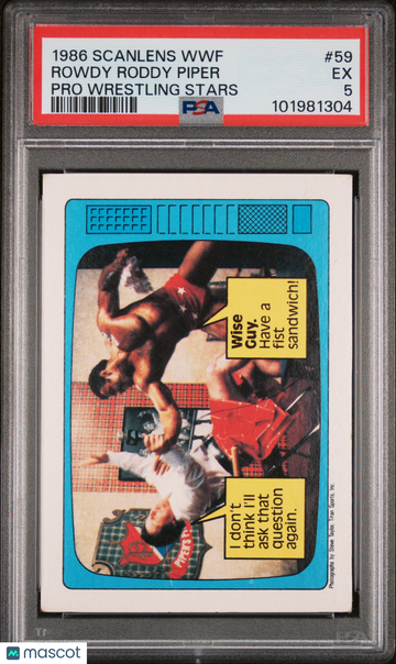 1986 Scanlens WWF Pro Wrestling Stars Rowdy Roddy Piper #59 PSA 5