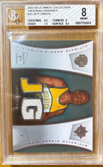 POP 1* 2007-08 Ultimate Collection Jeff Green Rookie Materials BCG 8 NM-MT