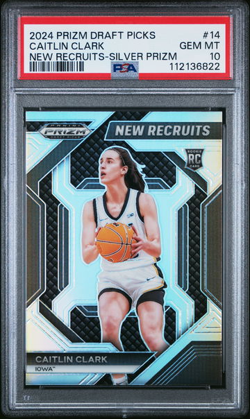 2024 PANINI DRAFT PICKS NEW RECRUITS  CAITLIN CLARK SILVER PRIZM #14 RC PSA 10