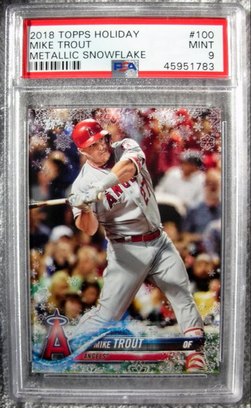 Mike Trout 2018 Topps Holiday #100 Metallic Snowflake PSA 9