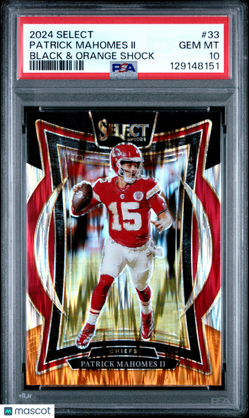 2024 Panini Select Patrick Mahomes II #33 Black & Orange Shock PSA 10