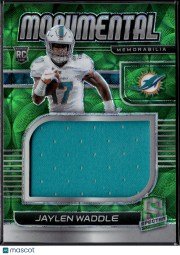 Jaylen Waddle 2021 Panini Spectra Prizm Monumental Memorabilia Memorabilia Green /35 Miami Dolphins