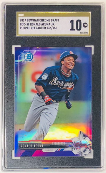 Ronald Acuna Jr 2017 Bowman Chrome Draft BDC39 Purple 233/250